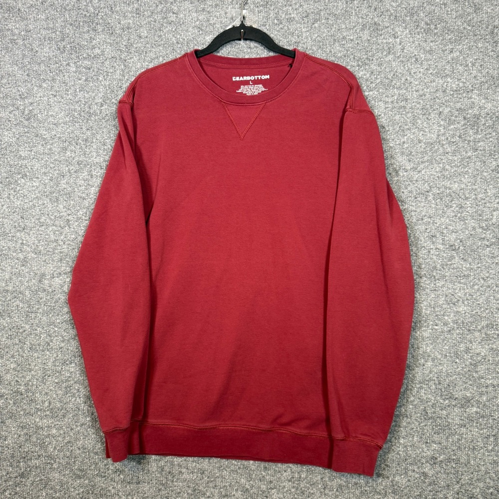 Bearbottom Sweatshirt Mens Large Red Crewneck Long Sleeve Fleece‎ Pullover Soft